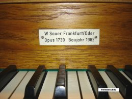 Sauer Orgel Firmenschild